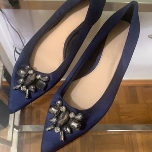 Zara studded blue Satin shoes